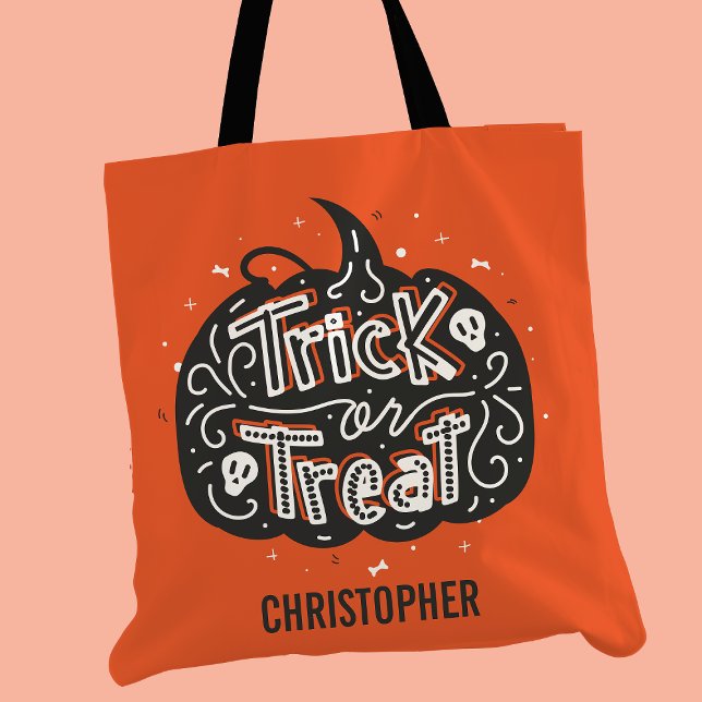 Tote Bag Trick ou traitement Citrouille Halloween personnal (Créateur téléchargé)