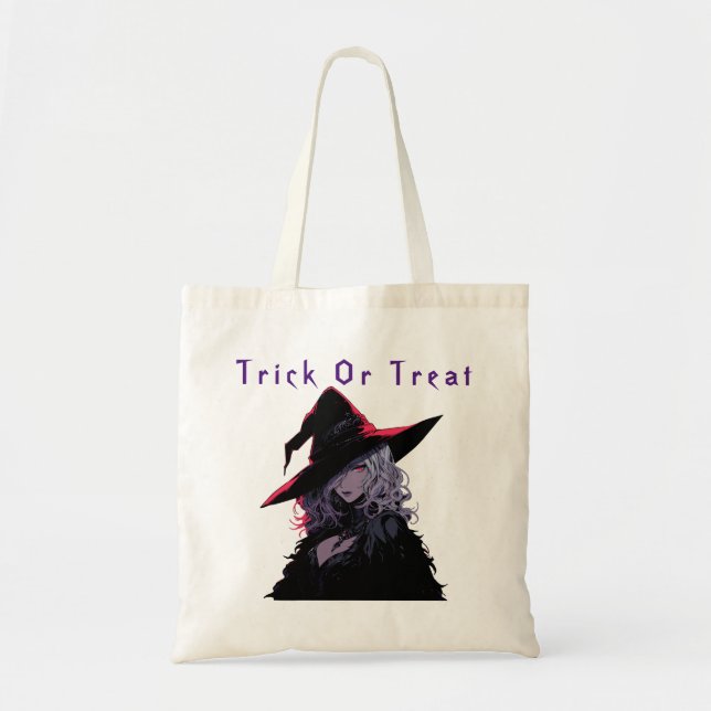 Tote Bag Trick ou traitement Éffrayant Halloween sorcière (Devant)