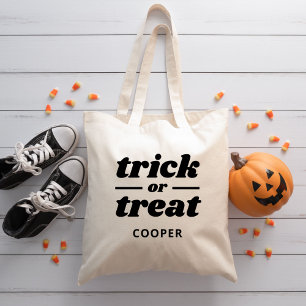 Tote Bag Trick ou traitement Halloween monogramme