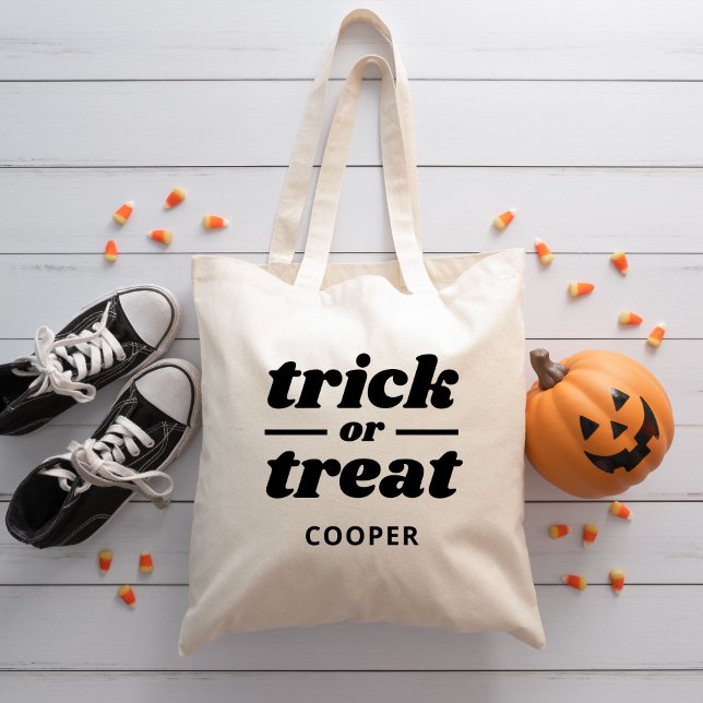 Tote Bag Trick ou traitement Halloween monogramme (Créateur téléchargé)