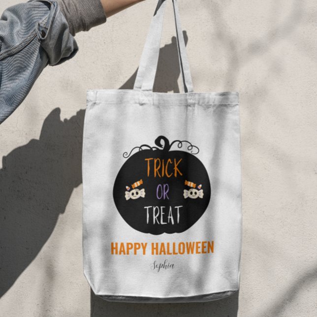 Tote Bag Trick ou traitement Halloween personnalisable (trick or treat halloween tote bag)
