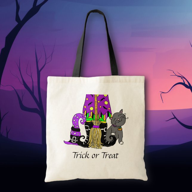 Tote Bag Trick ou traitement Halloween pour sorcière, chat  (Créateur téléchargé)