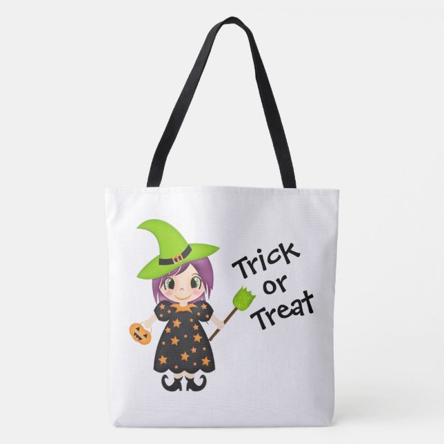 Tote Bag Trick ou traiter une jolie sorcière (Devant)