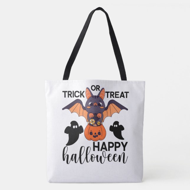 Tote Bag Trick ou Treat Happy Halloween (Devant)
