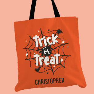Tote Bag Trick ou Treat Spider Web Halloween personnalisé