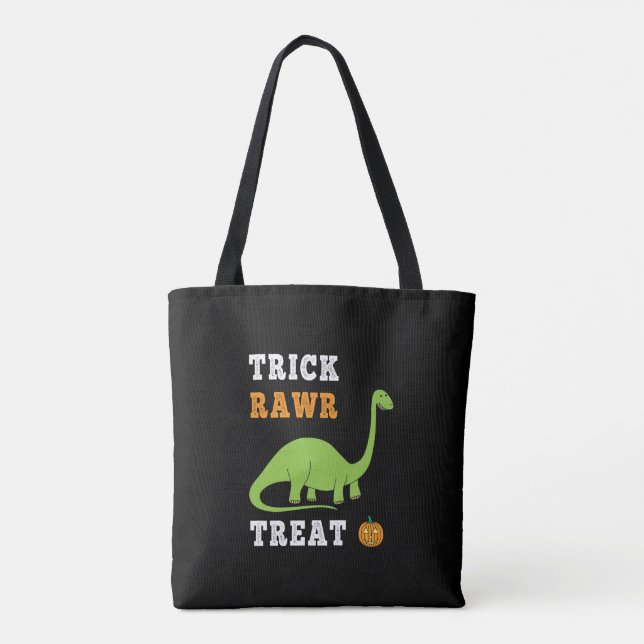 Tote Bag Trick Rawr Treat Cute Halloween Brontosaurus Dino (Dos)