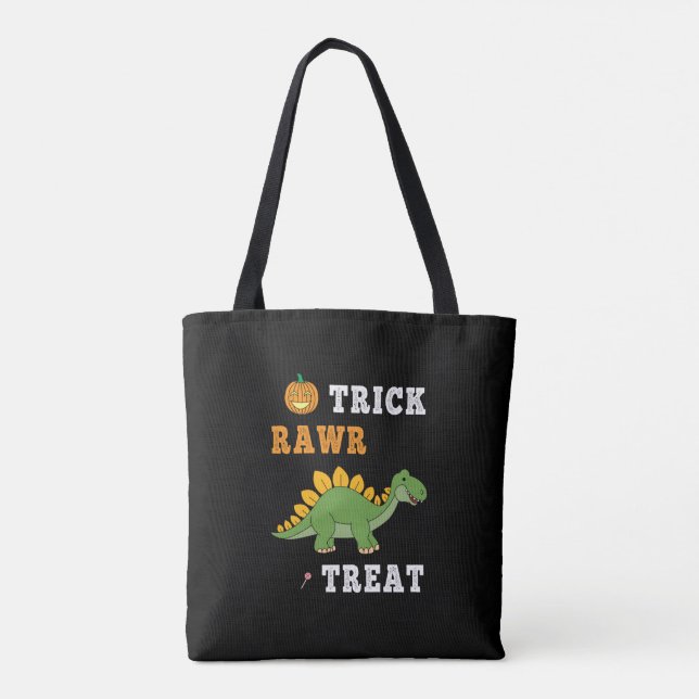 Tote Bag Trick Rawr Treat Cute Halloween Stegosaurus Dino (Dos)