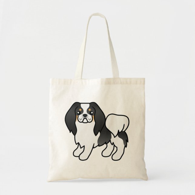 Tote Bag Tricolore japonais Chin mou Dessin Cartoon Chien (Devant)