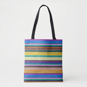 Tote Bag Tricot coloré Bandes motif transparent 1