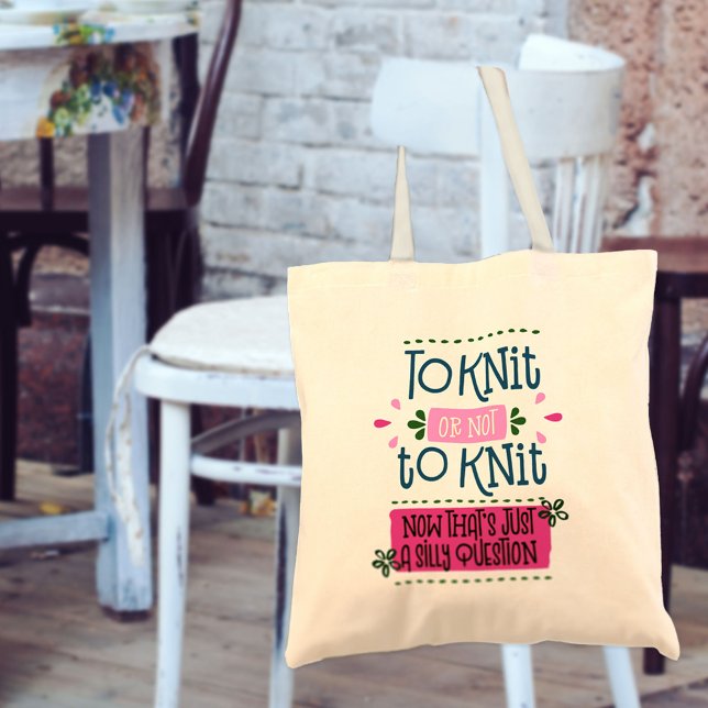 Tote Bag Tricot Drôle Phrase To Knit or Not to Knit..Rose (Créateur téléchargé)