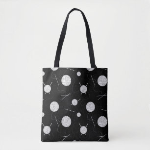 Tote Bag Tricot Fils et aiguilles Noir Blanc