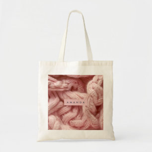 Tote Bag Tricot torsadé rose personnalisé