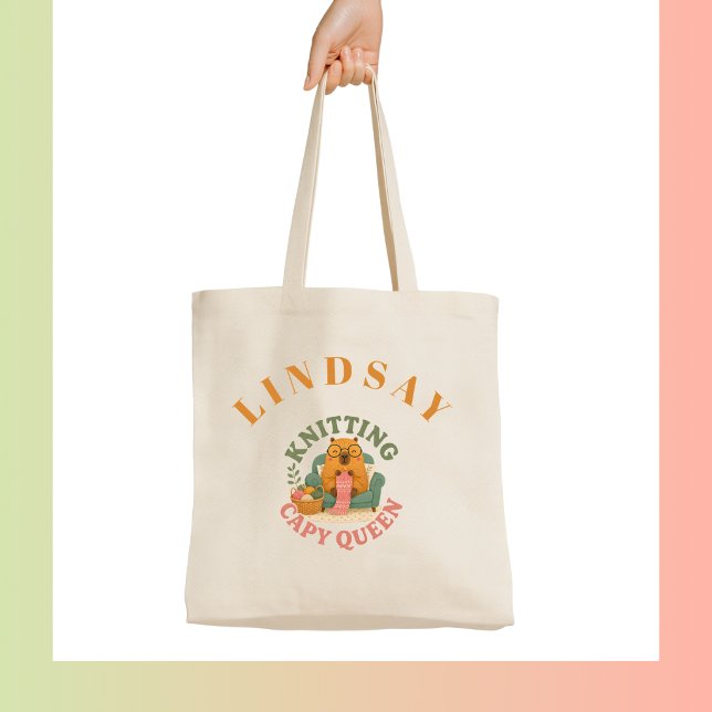 Tote Bag Tricotant Capy Reine - Capybara (Knitting Capy Queen - Capybara Tote Bag)