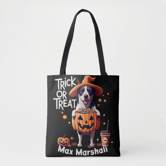 Tote Bag Tricoter ou traiter le chien - Boo Crew Orange Bla (Devant)