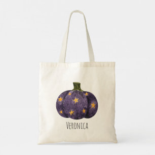 Tote Bag Tricoter ou traiter le Citrouille pourpre Hallowee