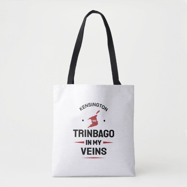 Tote Bag Trinbago dans mes veines | Fierté Trini BLANC (Devant)