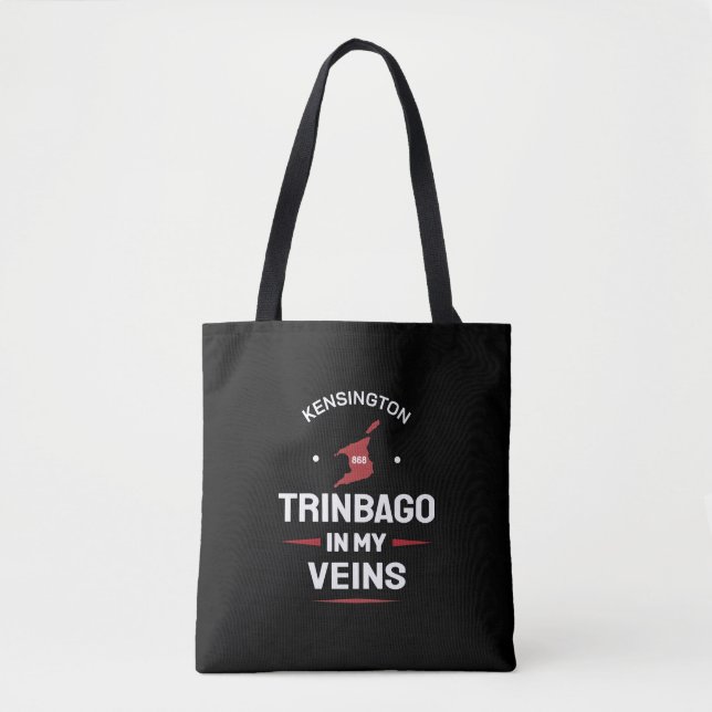 Tote Bag Trinbago dans mes veines | Fierté Trini NOIR (Devant)