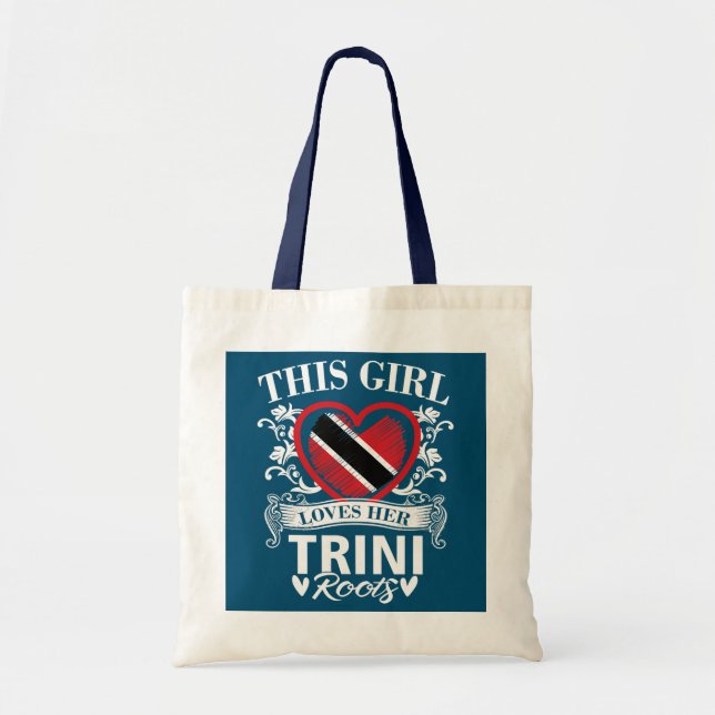 Tote Bag Trinité-et-Tobago Coeur Cette fille l'aime (Devant)