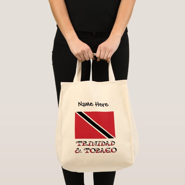 Tote Bag Trinité-et-Tobago Trinité Drapeau personnalisé Fou (Devant (produit))