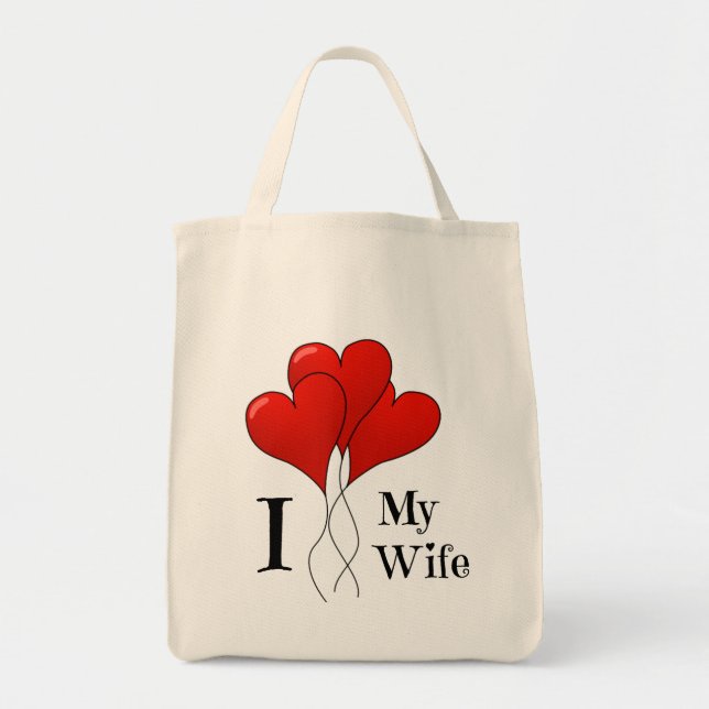 Tote Bag Trio de Ballons du Coeur Rouge J'aime ma femme (Devant)