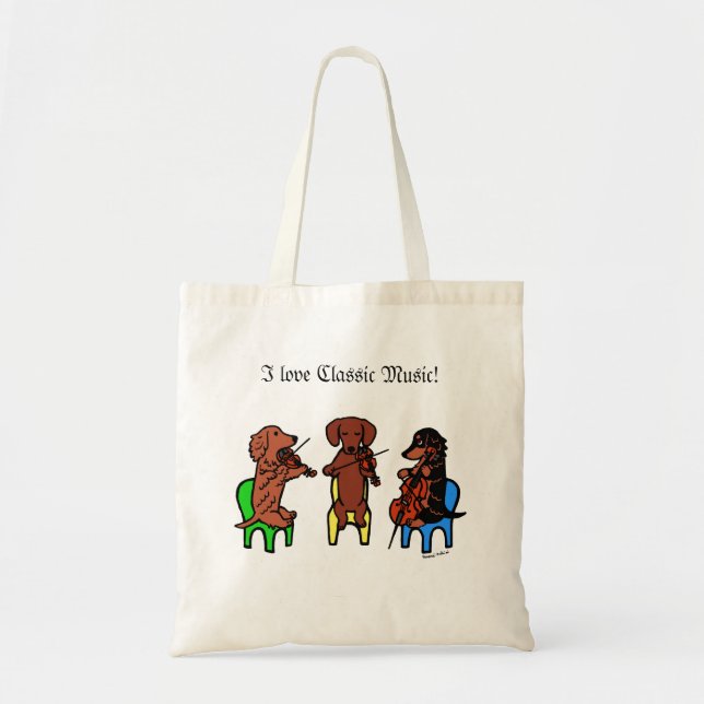 Tote Bag Trio de ficelle de teckel (Devant)