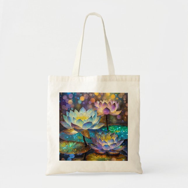 Tote Bag Trio de fleurs de lotus lumineuses (Devant)