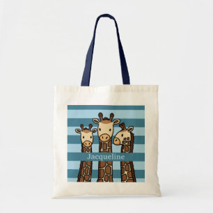 Tote Bag Trio de Girafe Bébé, ajouter le nom de l'enfant