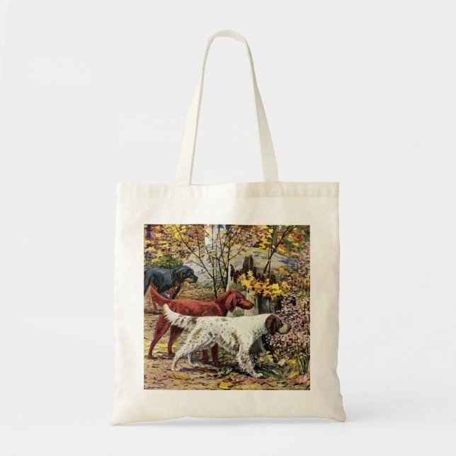Tote Bag Trio de réglages de chiens vintages (Devant)