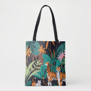 Tote Bag Trio de tigres tropicaux