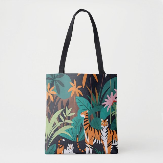 Tote Bag Trio de tigres tropicaux (Devant)