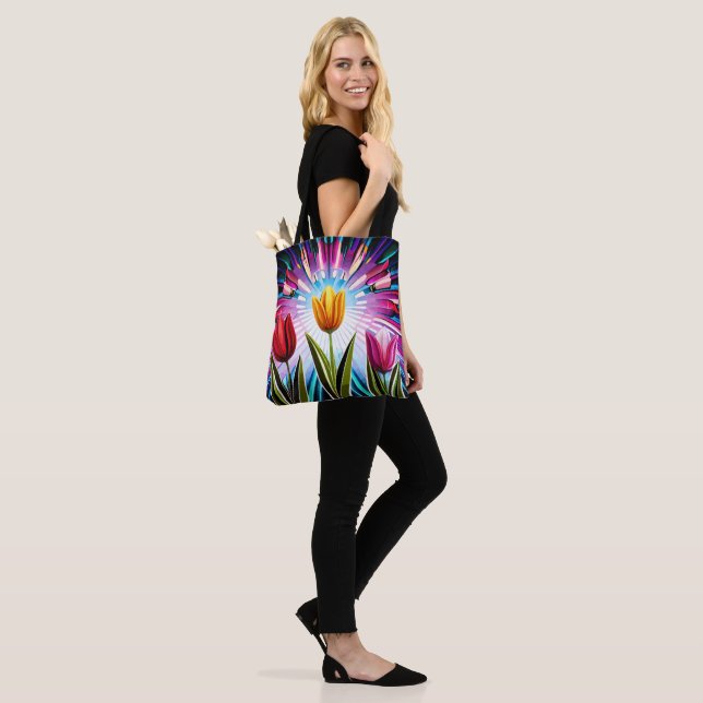 Tote Bag Trio de tulipes : Une explosion de beauté printani (Sur le modèle)