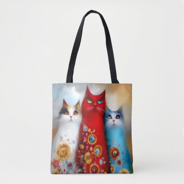 Tote Bag Trio Fantaisiste de Chats (Devant)