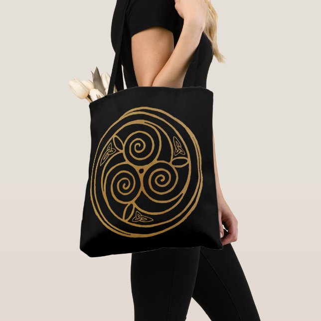 Tote Bag Triple Celtic Knot Swirl Mandala (De près)