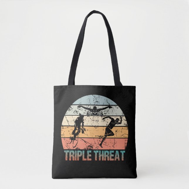 Tote Bag Triple Menace - Athlète de triathlon (Devant)