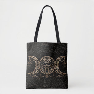 Tote Bag Triple Moon - Triple Goddess Gold and black