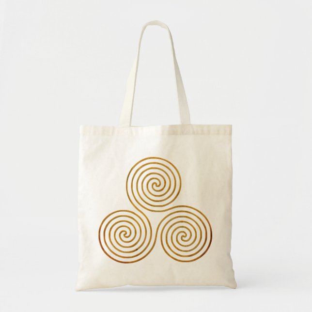 Tote Bag triple spirale celtique - OneLine d'or antique (Devant)