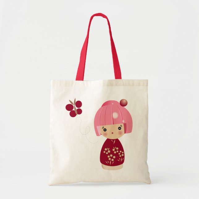 Tote Bag Triplet rose Fourre-tout de Kokeshi (Devant)