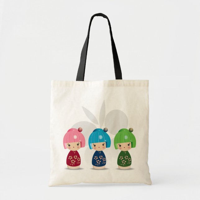 Tote Bag Triplets Fourre-tout de Kokeshi (Devant)