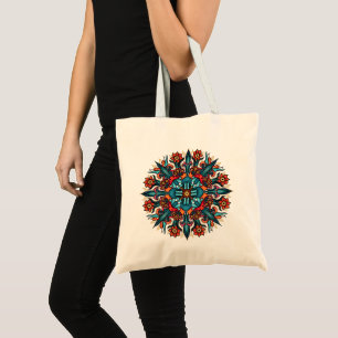 Tote Bag Trippy hippie psychedelic groovy mushroom mandala