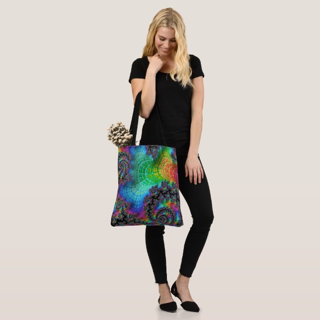 Tote Bag Trippy Hippie psychédélique arc-en-ciel spirale fr (Sur le modèle)