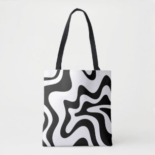 Tote Bag Trippy noir et blanc rétro Liquid Swirl Abstrait