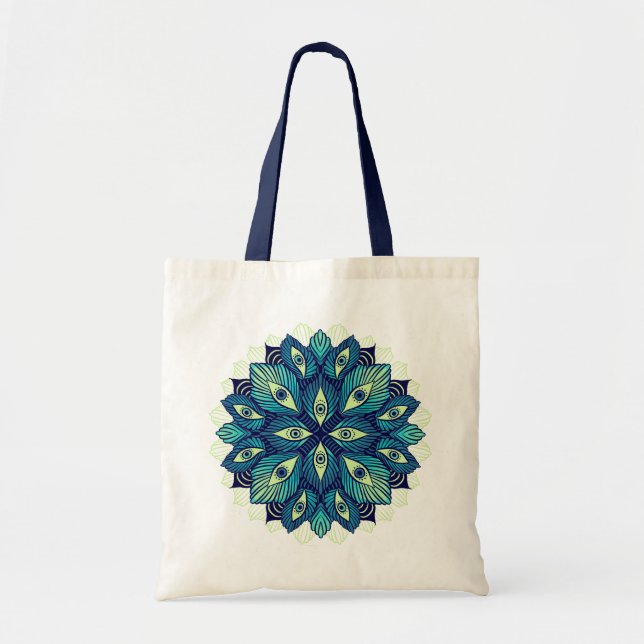 Tote Bag Trippy Psychedelic Eyes Floral Art - Surreal Eyes (Devant)