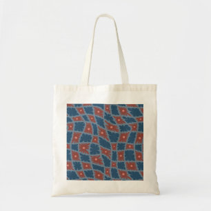 Tote Bag Trippy super 60s Flower Checks Blue Red