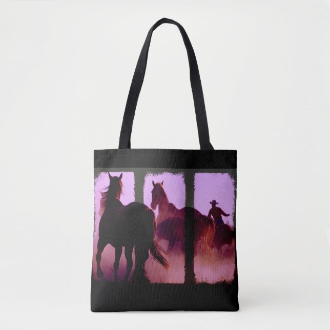 Tote Bag Triptyque de la capture de chevaux sauvages (Devant)