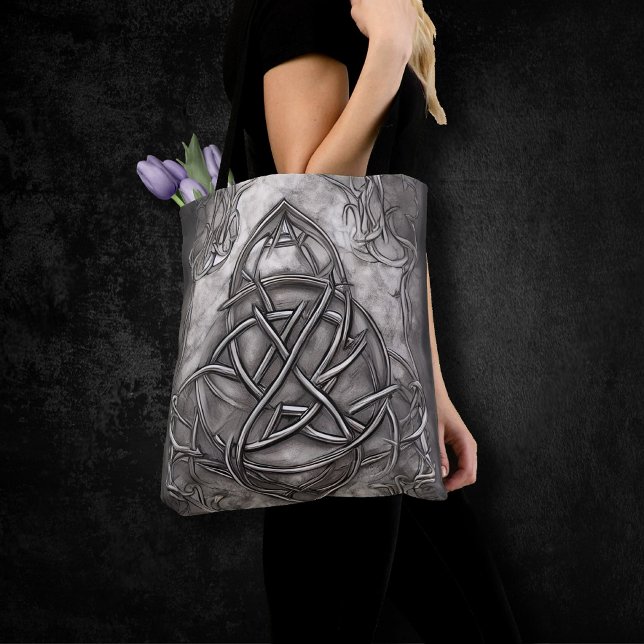 Tote Bag Triquetra Trinity Knot Silvery Pewter Faux Metal (Créateur téléchargé)