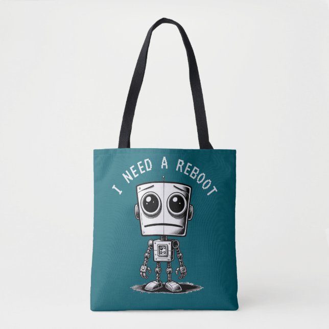 Tote Bag Triste Robot - J'Ai Besoin D'Un Redémarrage (Devant)