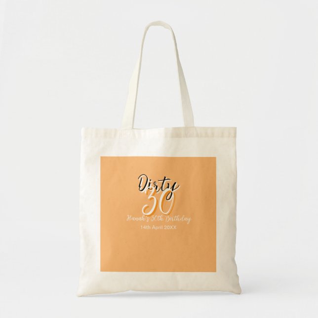 Tote Bag Triste trente orange blanc simple rétro annonce d' (Devant)