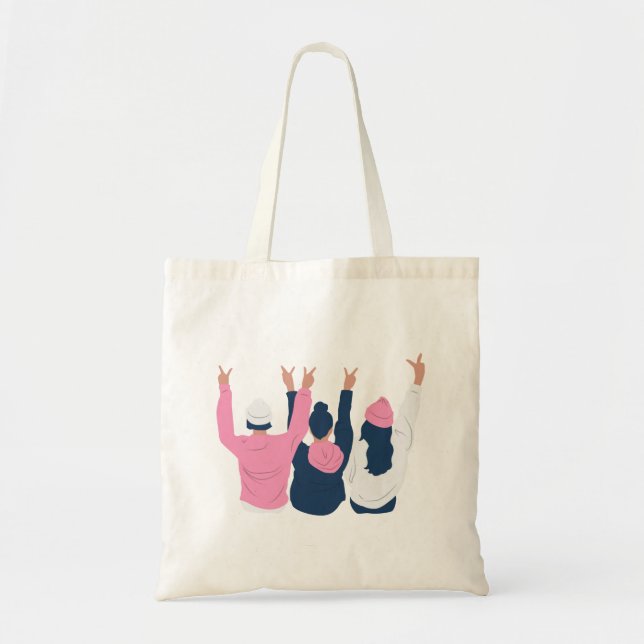 Tote Bag Trois amis mignons fille (Devant)
