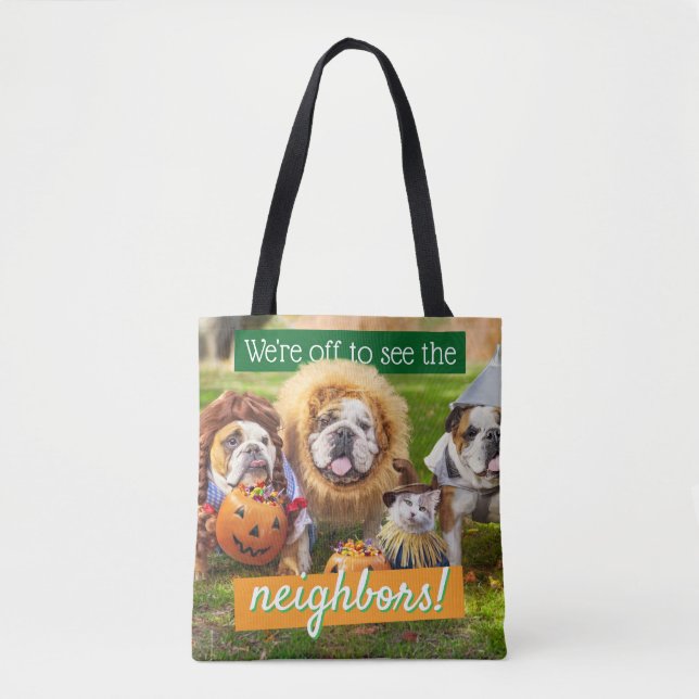 Tote Bag Trois Bulldogs en costumes (Devant)