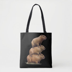 Tote Bag Trois Capybaras Funny Capybara Humour Stack Animal